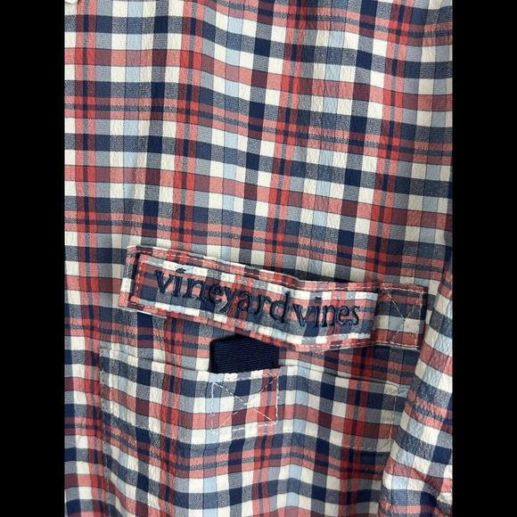 Vineyard Vines Blue Plaid Seersucker Button Up Harbor Shirt Mens Medium - Picture 3 of 5